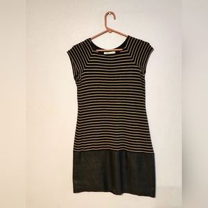 Black and Gold cloth and pleather mini dress